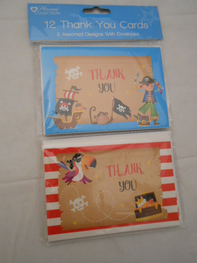 BOYS PIRATES 12 PACK THANK YOU CARDS
