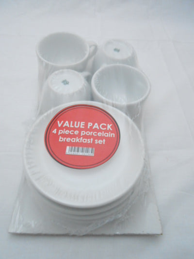 8 PCE PORCELAIN WHITE BREAKFAST SET