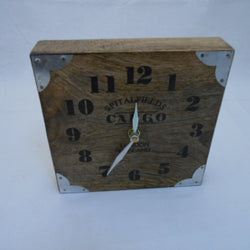 16CM SQUARE WOODEN BLOCK CLOCK