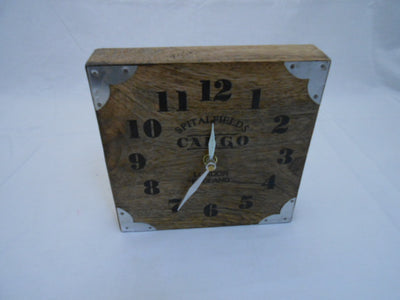 16CM SQUARE WOODEN BLOCK CLOCK