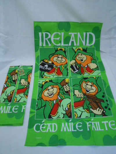 MULTI LEPRECHAUN DESIGN TEA TOWEL