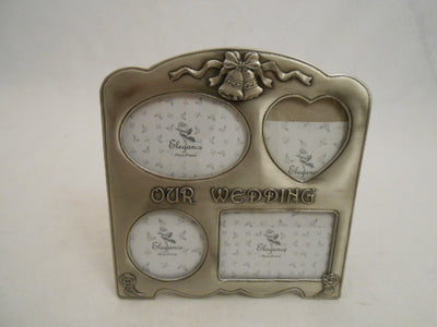 4 PHOTO 2"X3" MOUNT WEDDING PEWTER FRAME