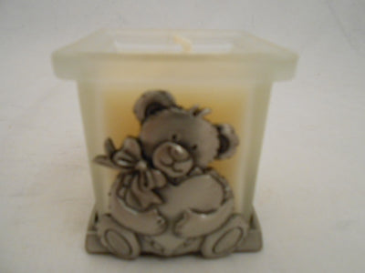 MINI BEAR WITH HEART PEWTER CANDLE HOLDER