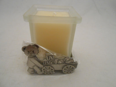 MINI BEAR WITH BARROW PEWTER CANDLE HOLDER