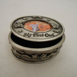 OVAL FIRST CURL PEWTER MINI BOX