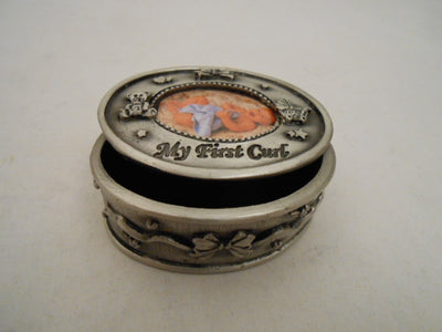 OVAL FIRST CURL PEWTER MINI BOX
