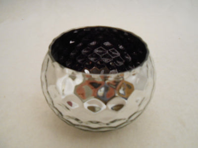 9. 5CM SILVER GLASS ROUND TEALIGHT HOLDER