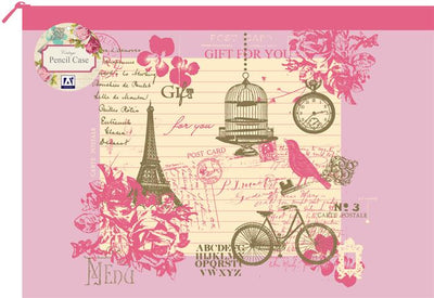 LARGE FLAT PRINTED PVC PENCIL CASE