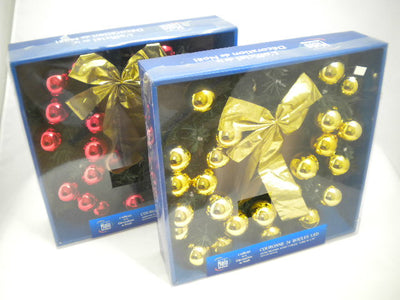 4 ASST.COLOUR 24 BAUBBLE LED BULB B/OP WREATH
