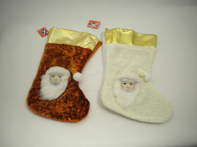 ASST. VELVET XMAS STOCKING WITH GOLD TOP