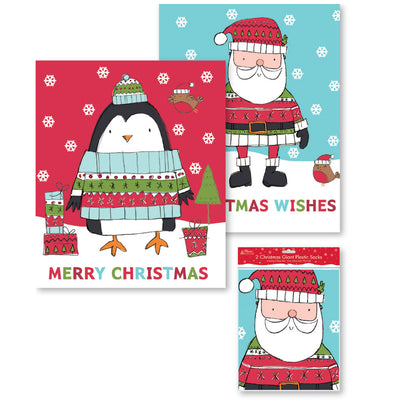 2 PACK GIANT PLASTIC XMAS SACKS